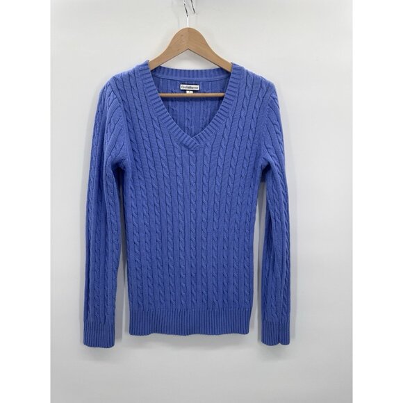 croft & barrow Sweaters - Vintage Y2K Croft & Barrow Women Small Sweater V-Neck Cable Knit Fisherman Prepp